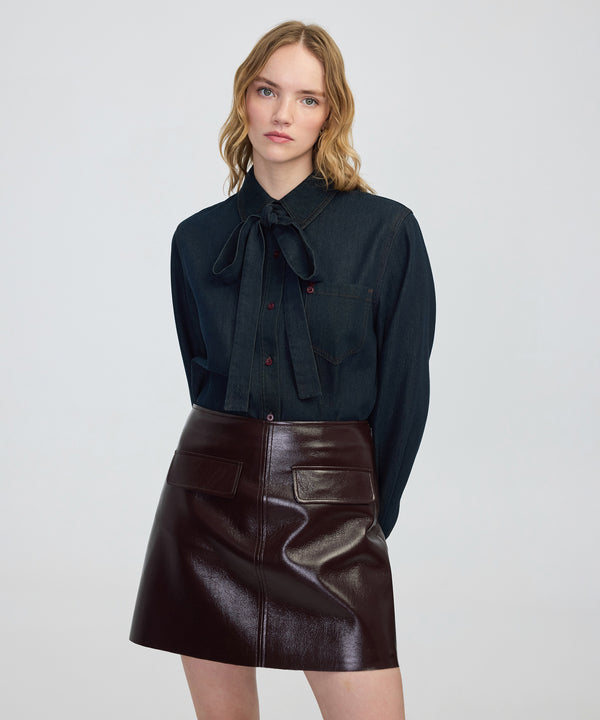 Ipekyol Tie-Neck Denim Shirt Indigo