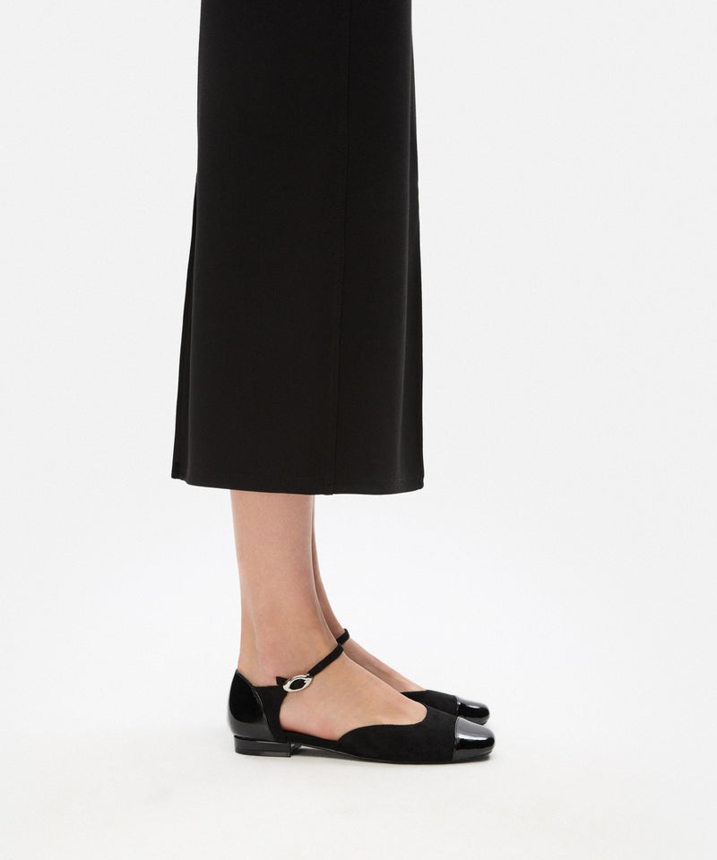 Ipekyol Contrast Textured Flats With Straps Black