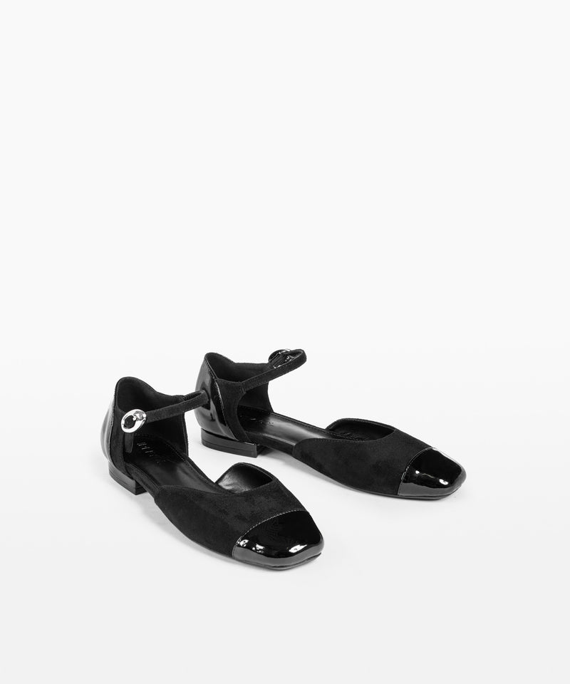 Ipekyol Contrast Textured Flats With Straps Black