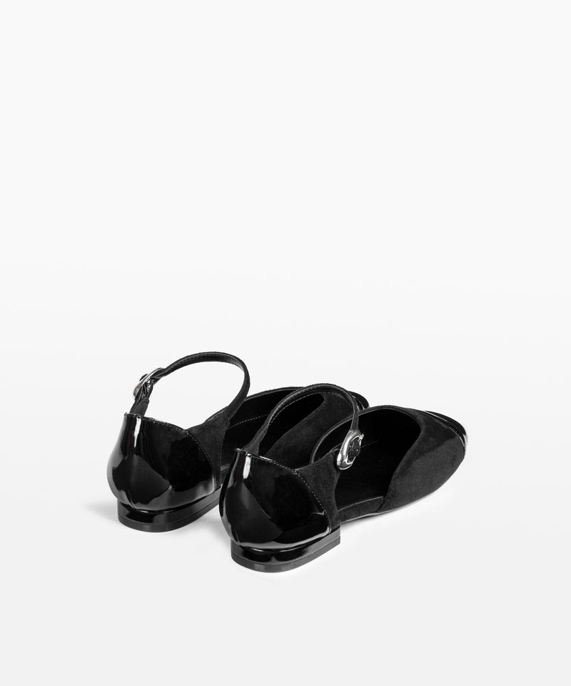 Ipekyol Contrast Textured Flats With Straps Black
