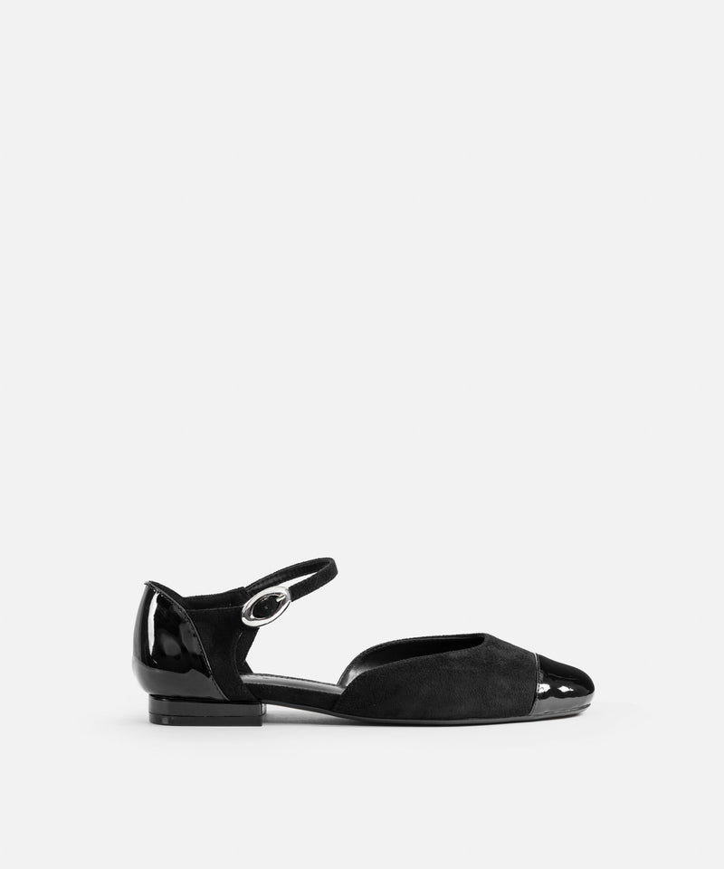 Ipekyol Contrast Textured Flats With Straps Black
