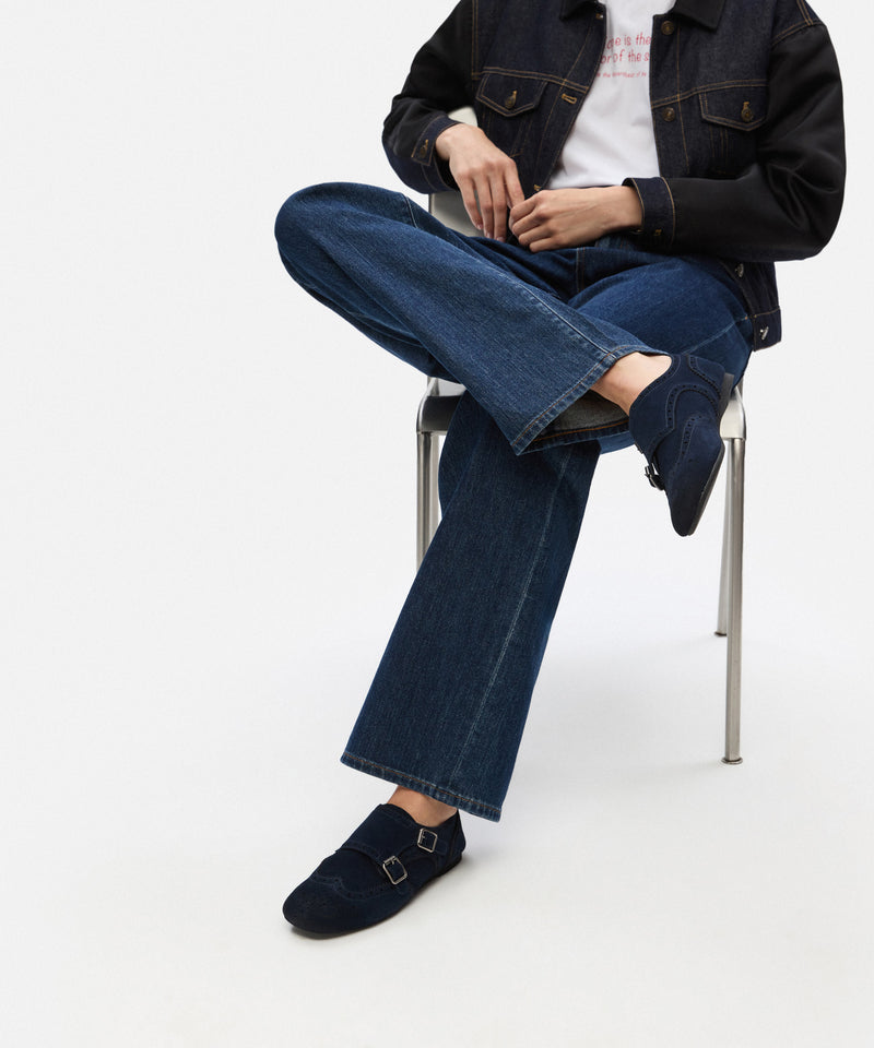 Ipekyol Buckled Leather Flats Navy