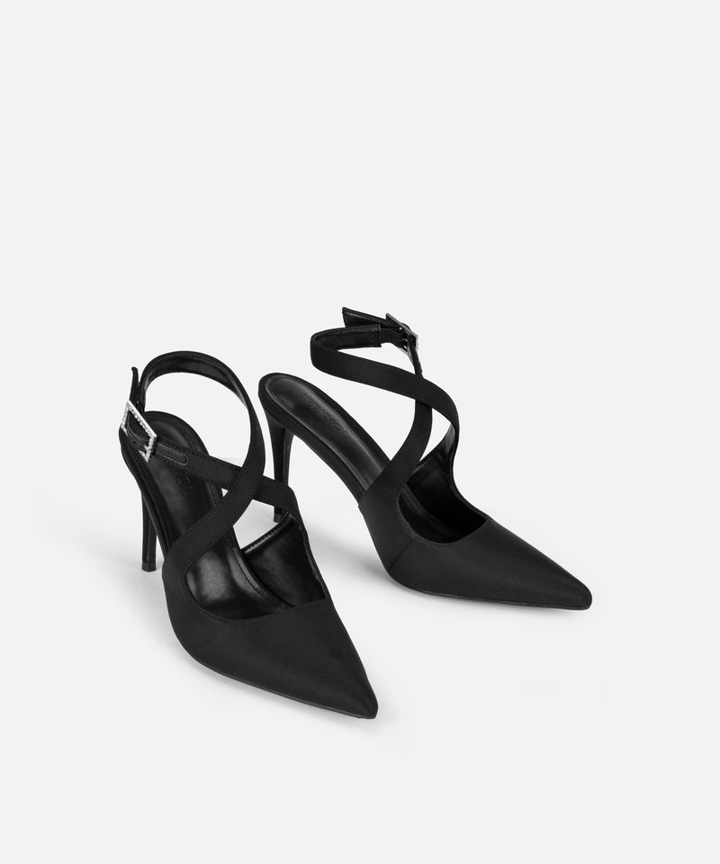Ipekyol Criss Cross Rhinestone Heels Black