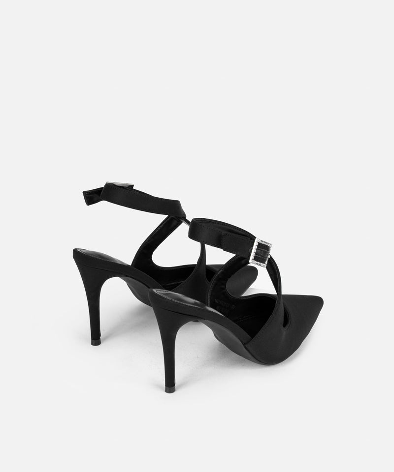 Ipekyol Criss Cross Rhinestone Heels Black