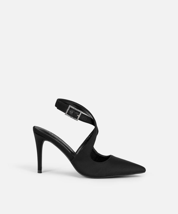 Ipekyol Criss Cross Rhinestone Heels Black