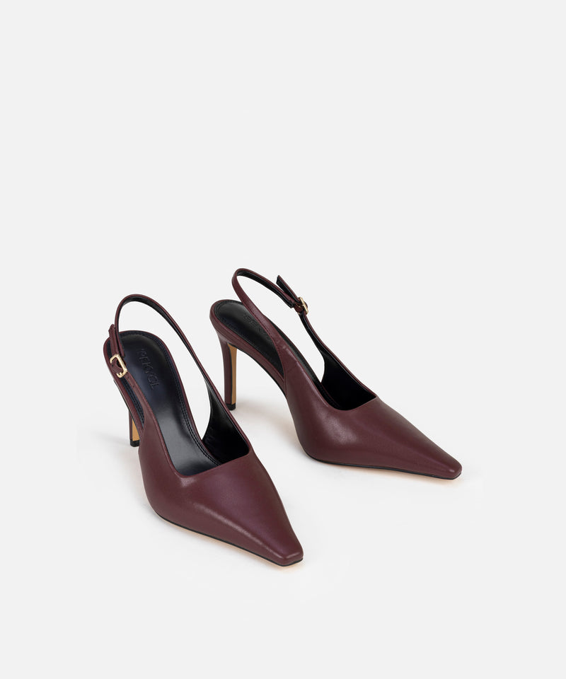 Ipekyol Faux Leather Slingback Heels Bordoux