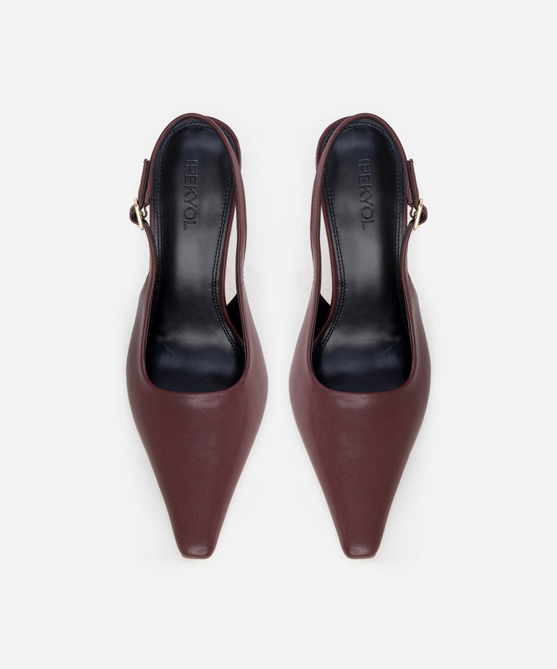 Ipekyol Faux Leather Slingback Heels Bordoux