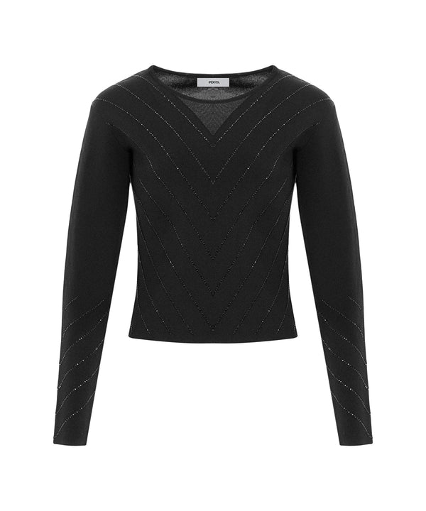 Ipekyol Rhinestone Knit Top Black