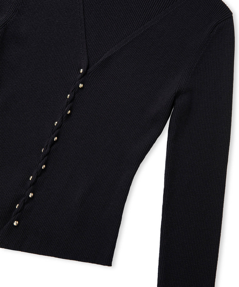 Ipekyol Embellished Ribbed Knit Top Black