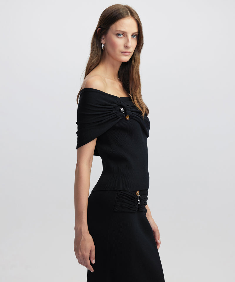Ipekyol Off-The-Shoulder Knit Top Black