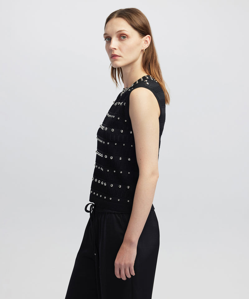 Ipekyol Embellished Knit Top Black