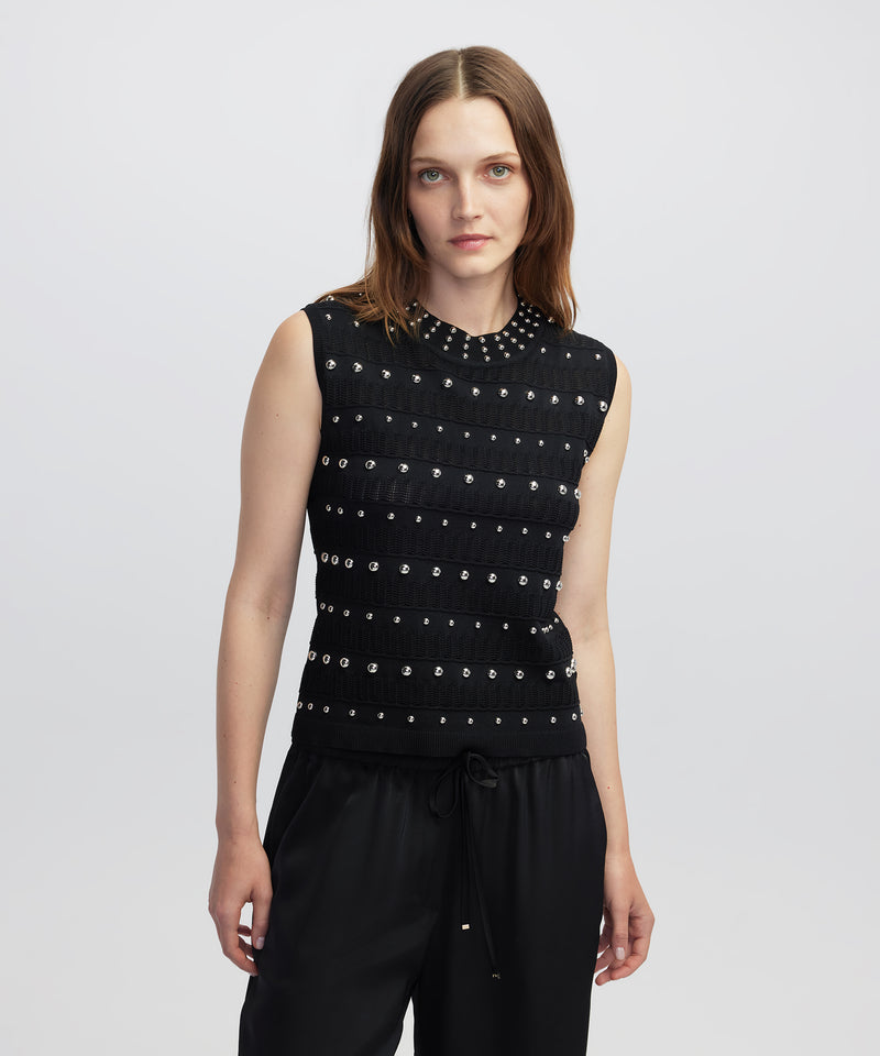 Ipekyol Embellished Knit Top Black