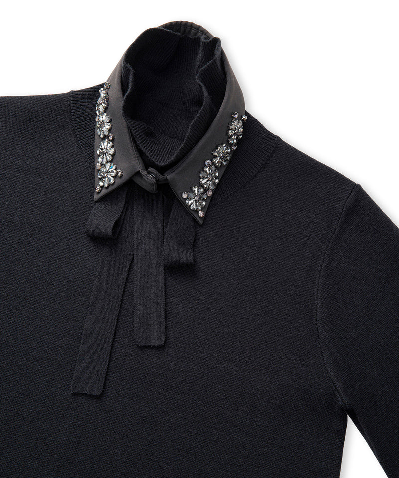 Ipekyol Removable Collar Knit Top Black