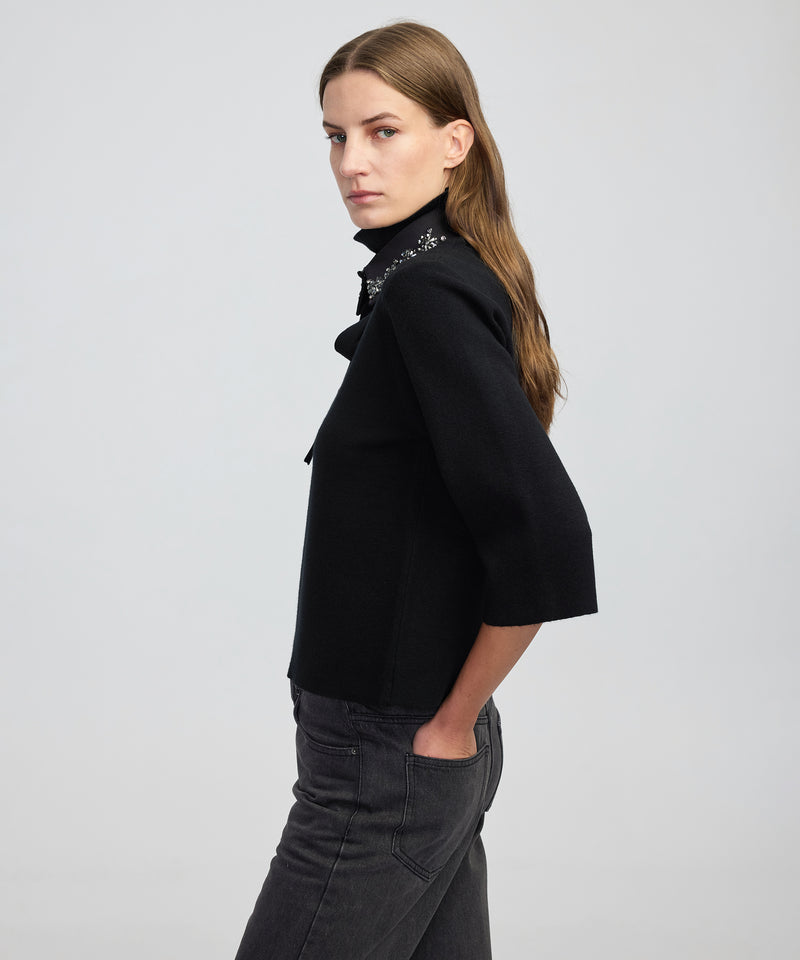 Ipekyol Removable Collar Knit Top Black