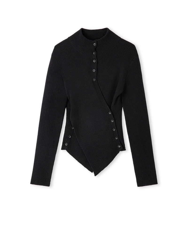 Ipekyol Asymmetric Button Knit Sweater Black