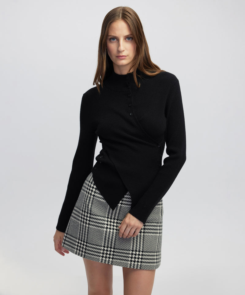 Ipekyol Asymmetric Button Knit Sweater Black