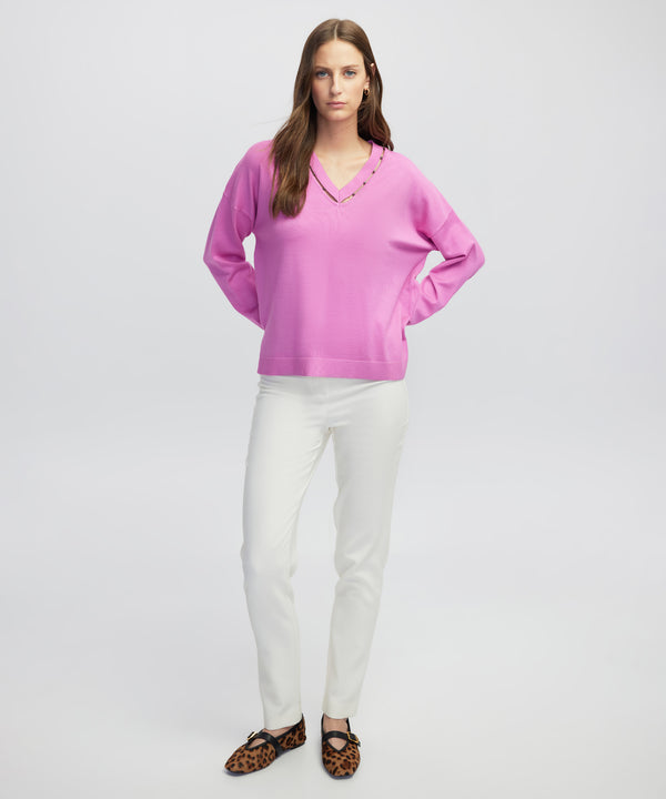 Ipekyol Embellished Cutout Knit Sweater Fuchsia