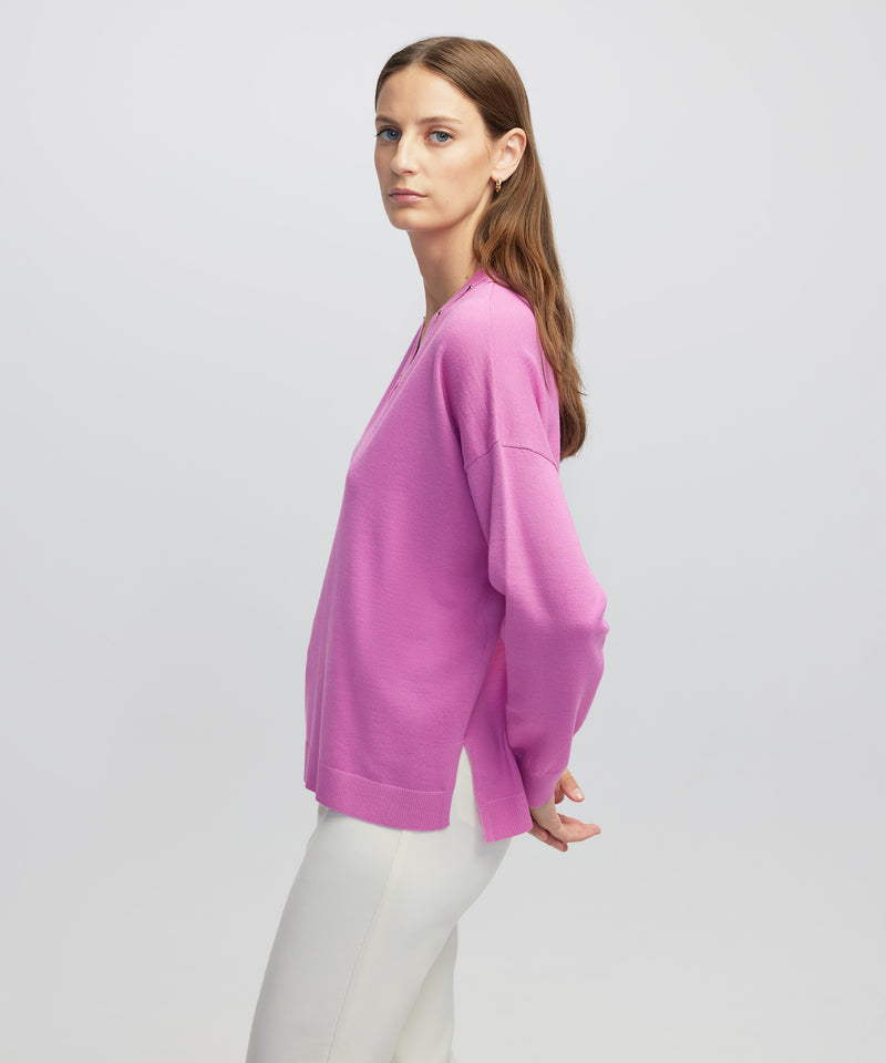 Ipekyol Embellished Cutout Knit Sweater Fuchsia