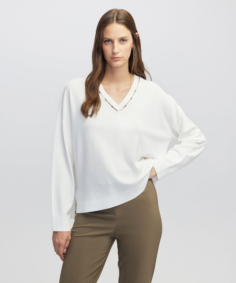 Ipekyol Embellished Cutout Knit Sweater Ecru