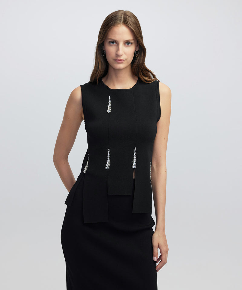 Ipekyol Knit Top With Embellishments Black