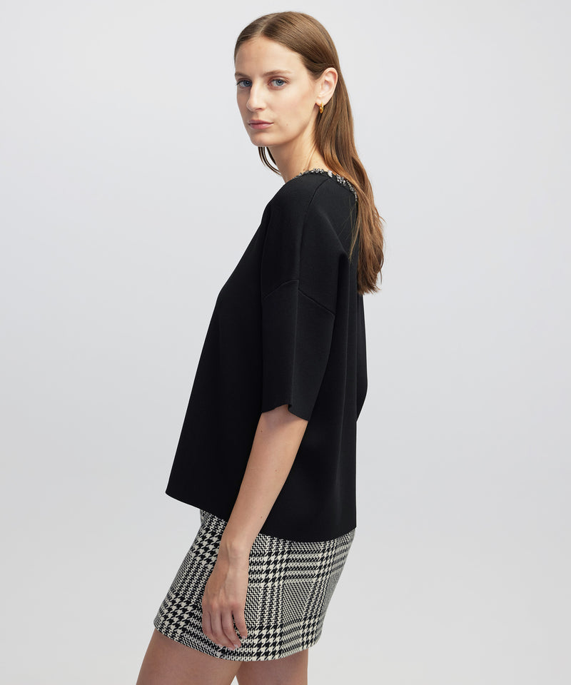 Ipekyol Embellished Knit T-Shirt Black