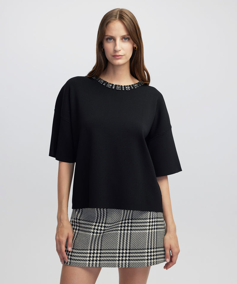 Ipekyol Embellished Knit T-Shirt Black