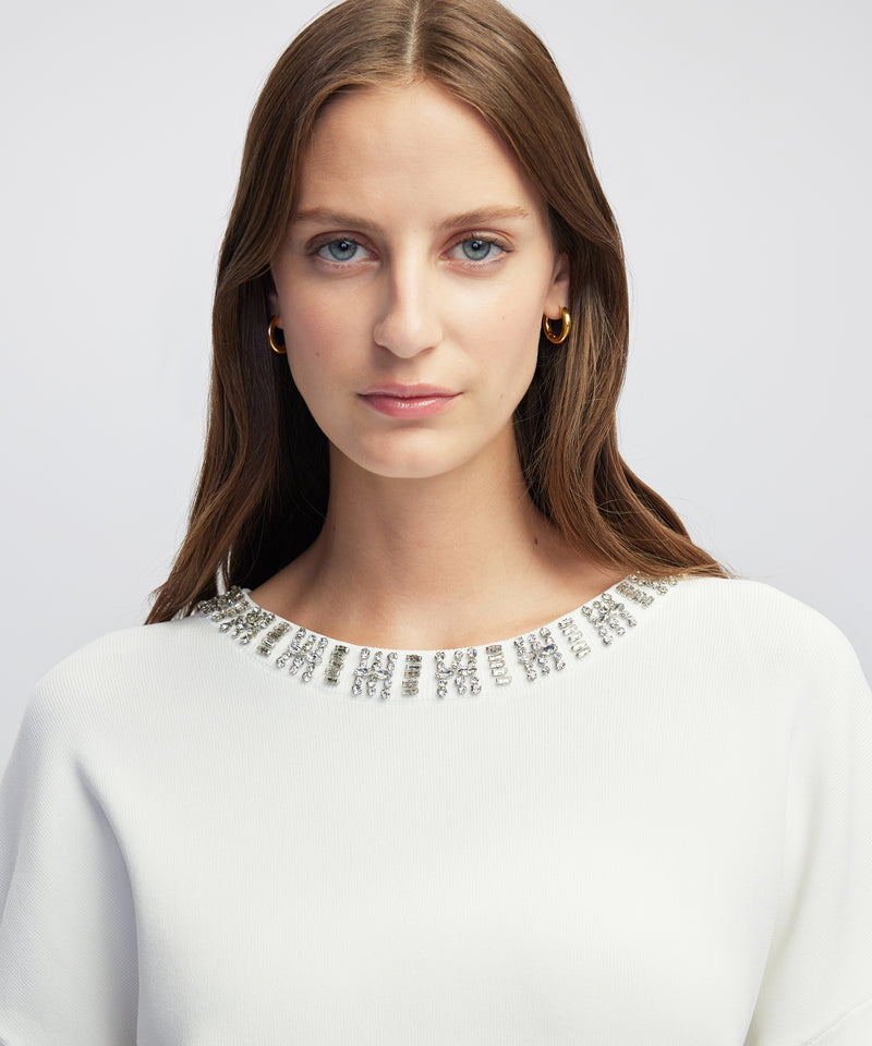 Ipekyol Embellished Knit T-Shirt Ecru