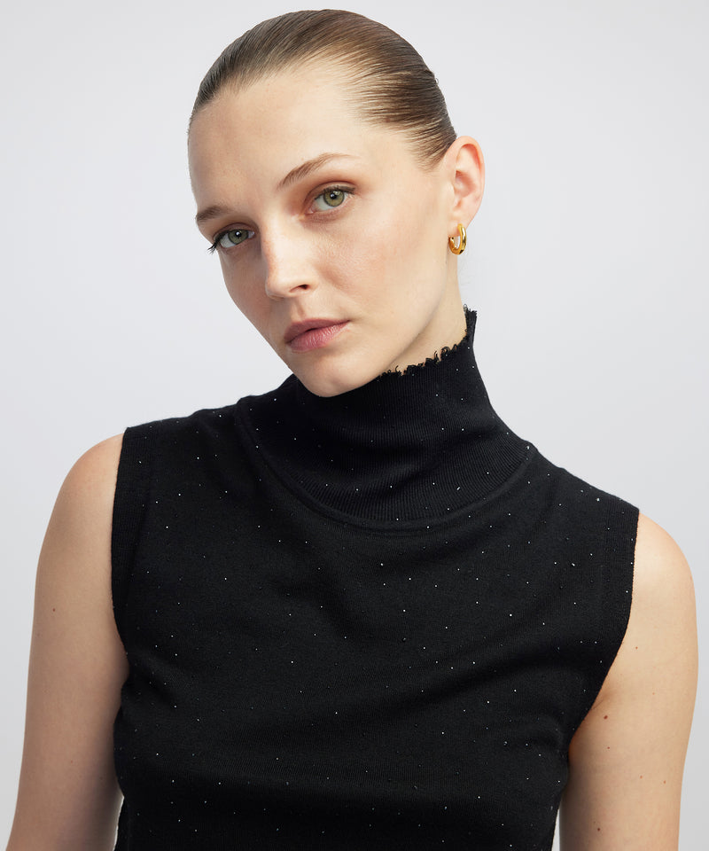 Ipekyol Rhinestone Knit Top Black
