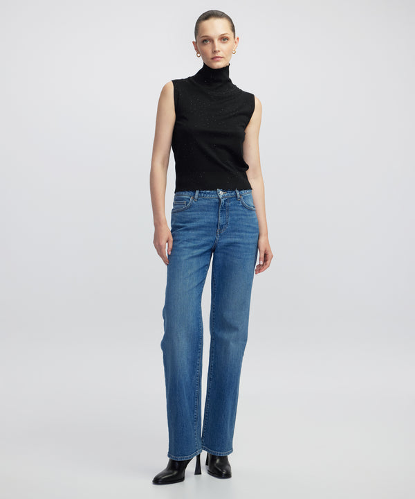 Ipekyol Rhinestone Knit Top Black