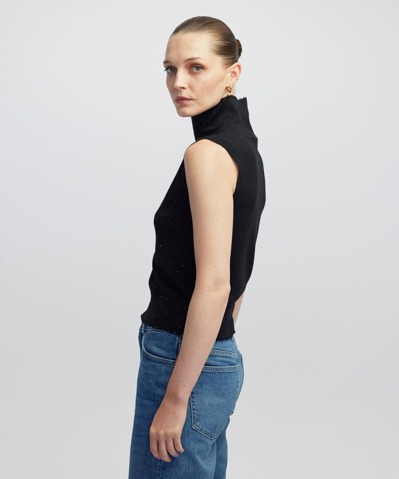 Ipekyol Rhinestone Knit Top Black