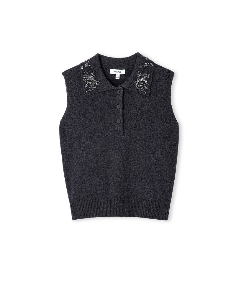 Ipekyol Embroidered Sweater Antracite Melange