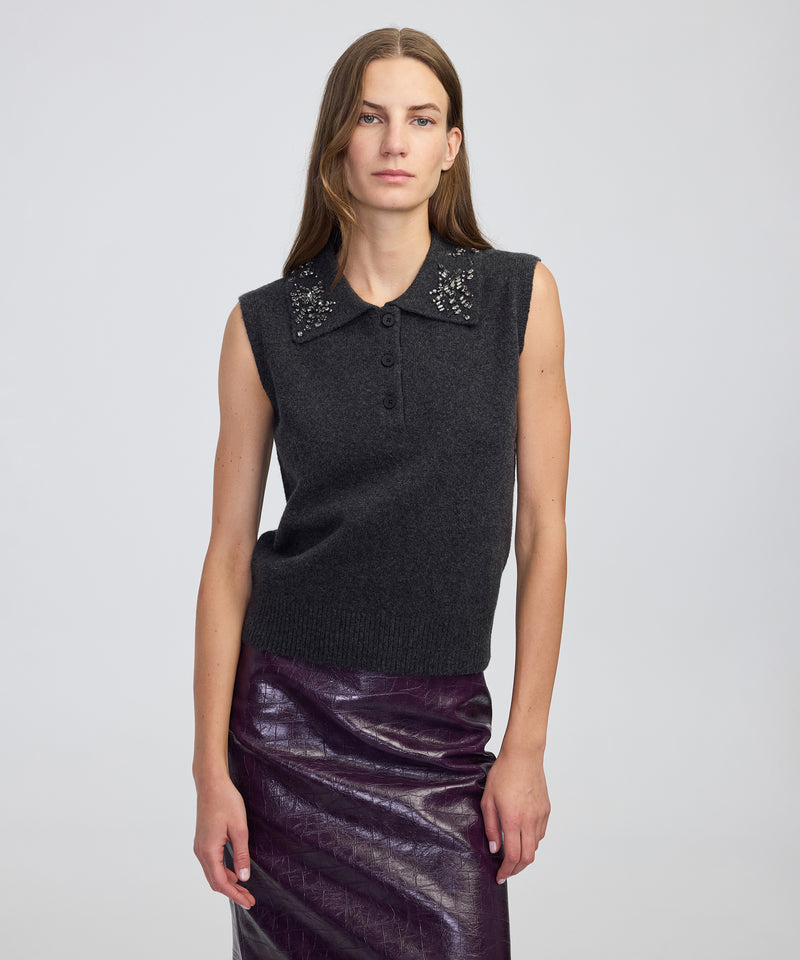 Ipekyol Embroidered Sweater Antracite Melange