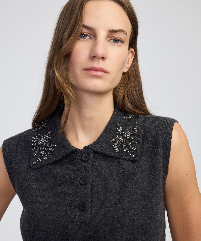 Ipekyol Embroidered Sweater Antracite Melange