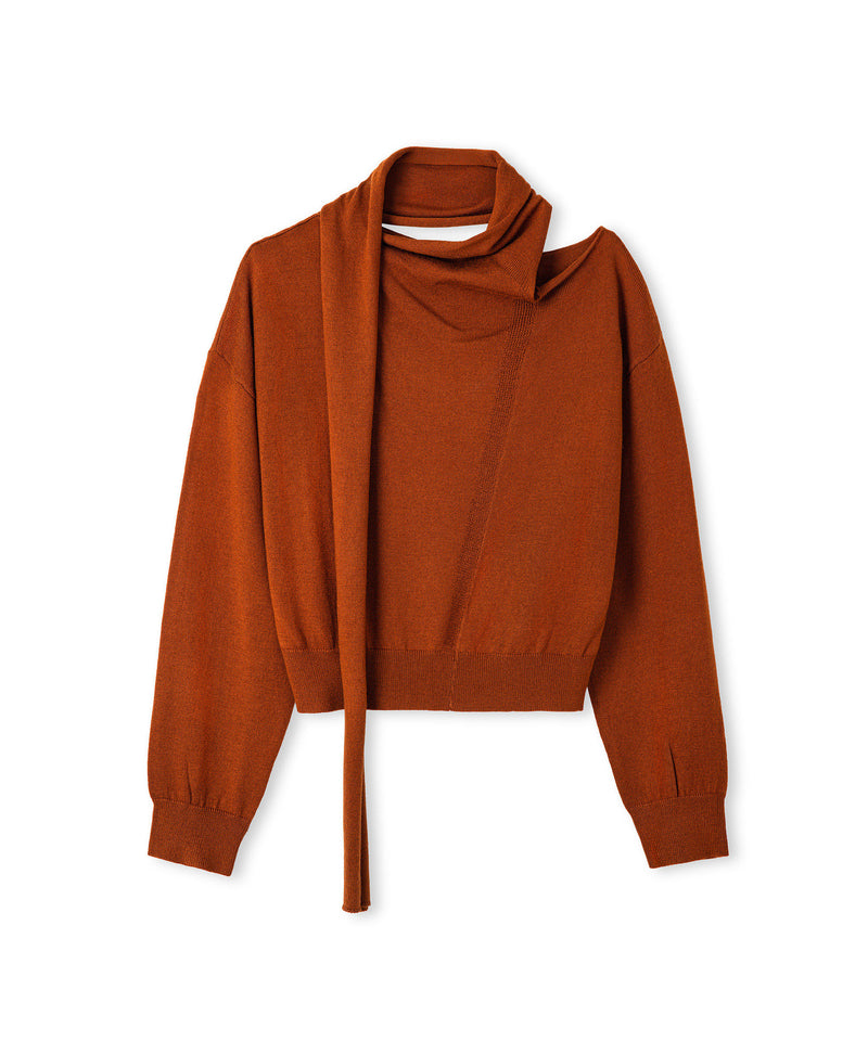 Ipekyol Scarf-Effect Knit Sweater Brick