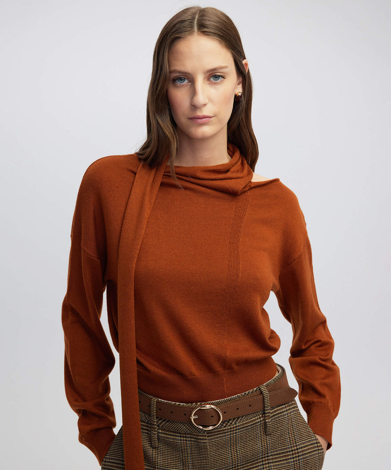 Ipekyol Scarf-Effect Knit Sweater Brick