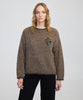 Ipekyol Monogram Jacquard Strass Stone Embroidered Sweater Brown