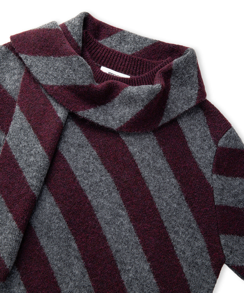 Ipekyol Color-Block Knit Sweater With Scarf Bordoux