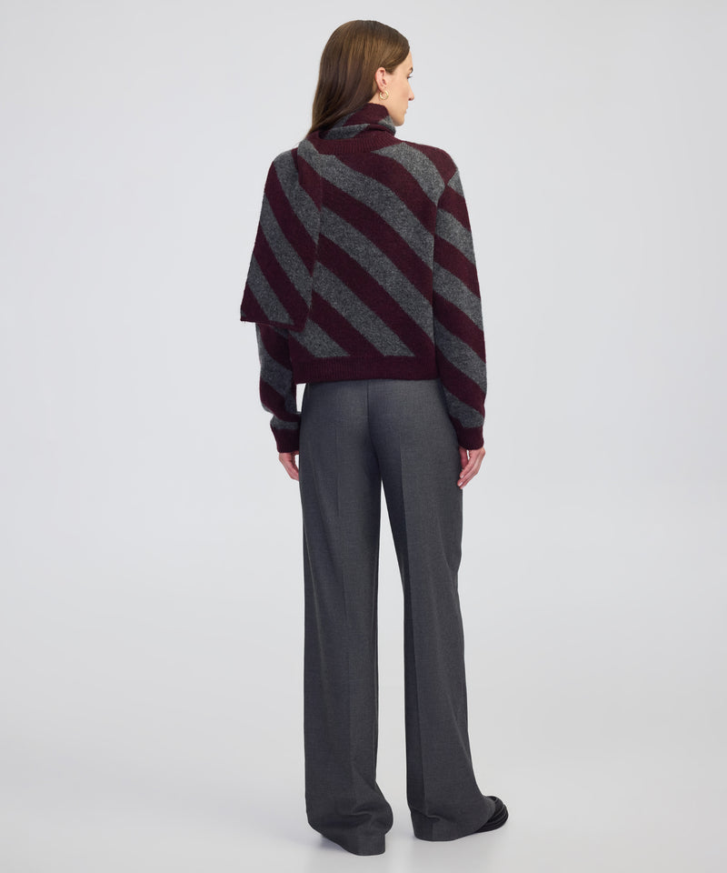 Ipekyol Color-Block Knit Sweater With Scarf Bordoux