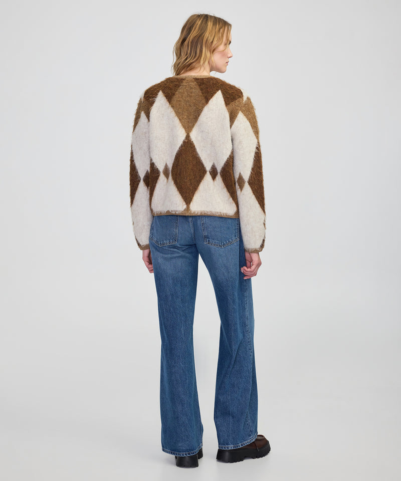 Ipekyol Diamond Pattern Contrast Piping Knitwear Brown