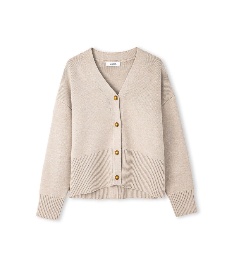 Ipekyol V-Neck Cardigan With Metal Buttons Beige
