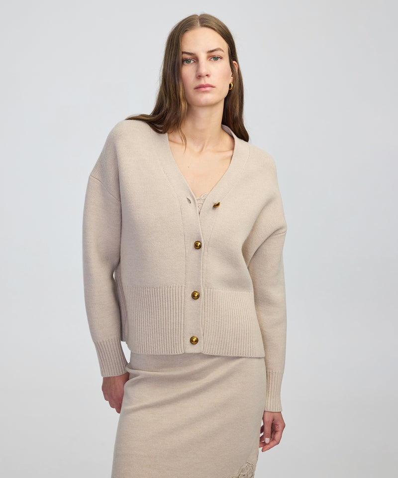 Ipekyol V-Neck Cardigan With Metal Buttons Beige