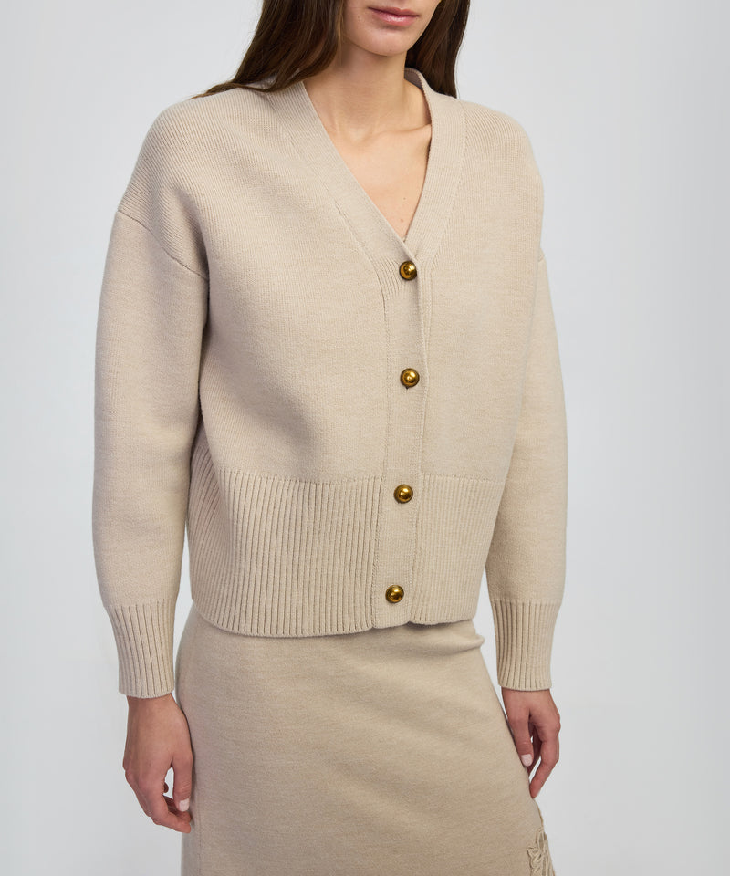 Ipekyol V-Neck Cardigan With Metal Buttons Beige