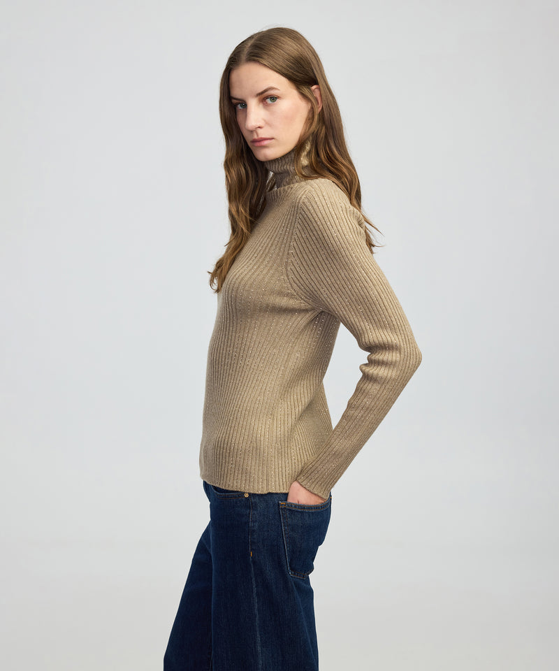 Ipekyol Embellished Fine Knit Sweater Camel
