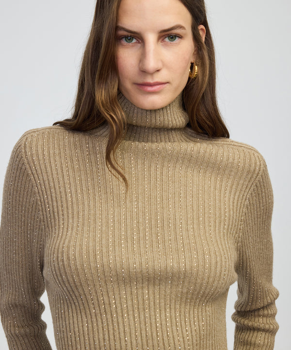 Ipekyol Embellished Fine Knit Sweater Camel