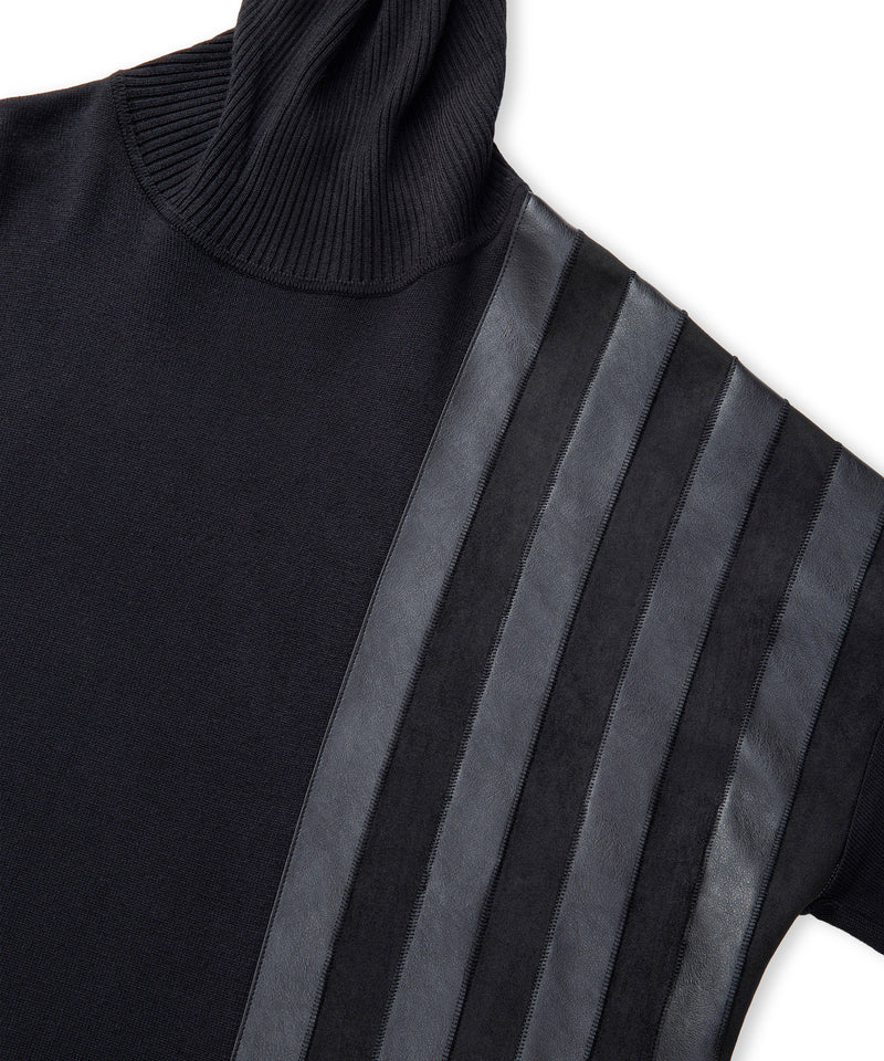 Ipekyol Faux Leather & Suede Panel Sweater Black