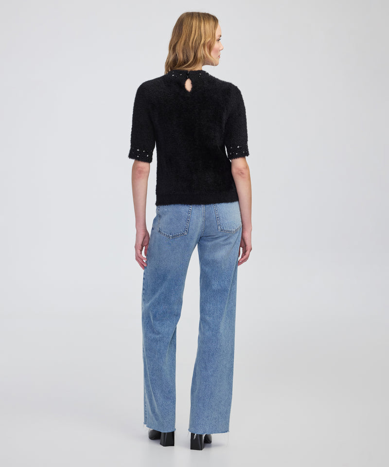 Ipekyol Embellished Soft Knit Top Black