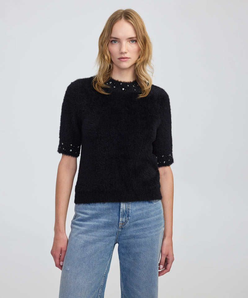 Ipekyol Embellished Soft Knit Top Black