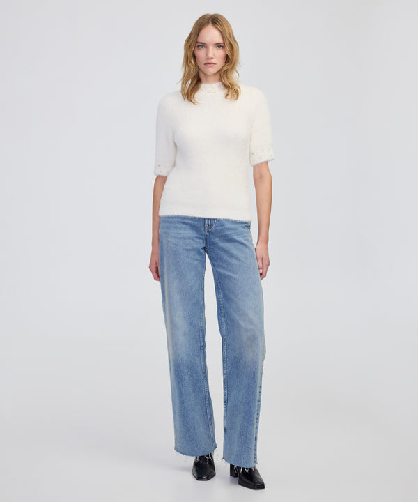 Ipekyol Embellished Soft Knit Top Ecru