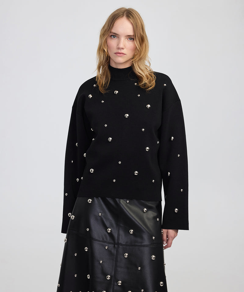 Ipekyol Stud-Embellished Knit Sweater Black