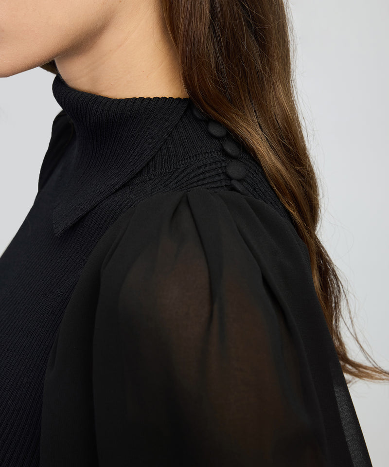 Ipekyol Mixed Media Knit Top Black